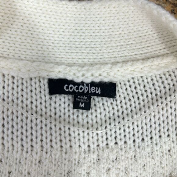Coco Bleu Ivory Textured Open Front Oversized Cardigan Sweater Size M - Picture 3 of 10